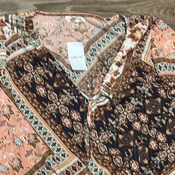 Willow & Root tie front blouse hippie boho blouse L - Picture 4 of 11